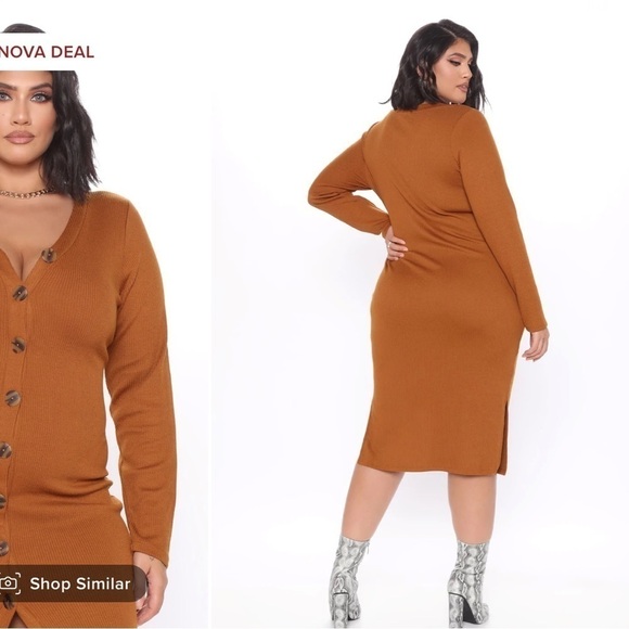 FASHION Nova Rust Sweater Dress. Size S, M, L, 1X, 2X, 3X - Picture 2 of 4
